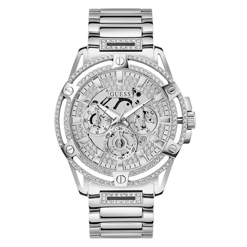 Guess King Silver Tone Multi-Function Gents Watch GW0497G1