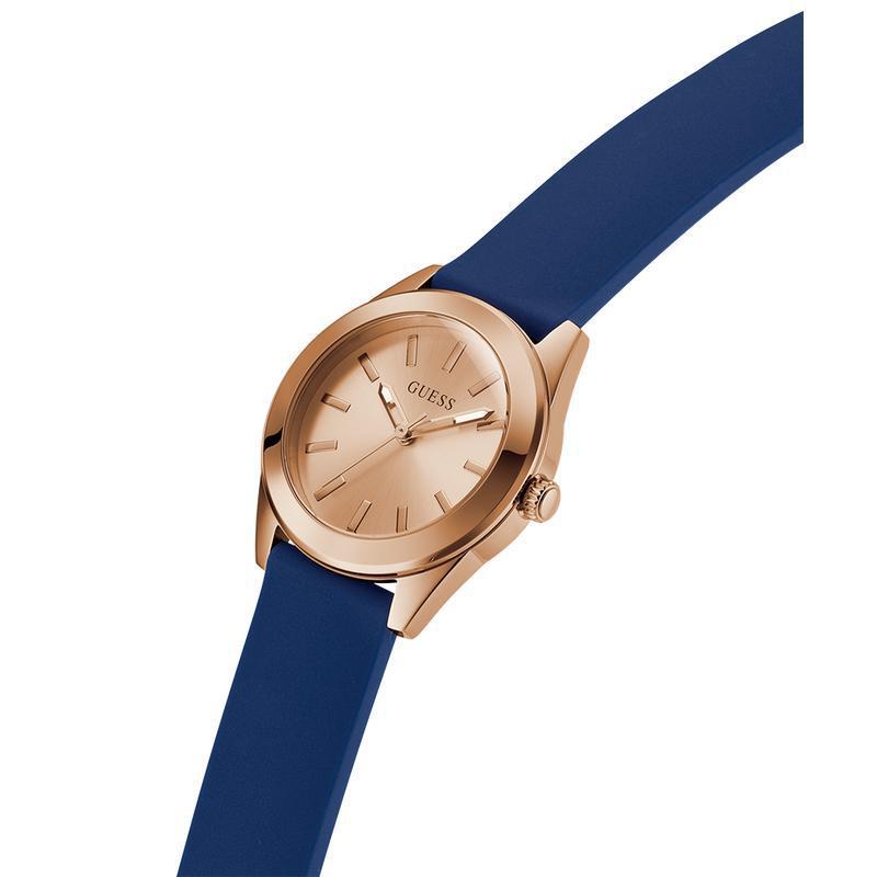 Guess Ladies Blue Rose Gold Tone Analog Watch