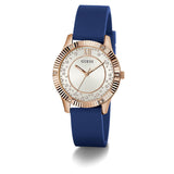 Guess Ladies Blue Rose Gold Tone Analog Watch