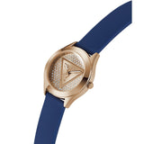 Guess Ladies Blue Rose Gold Tone Analog Watch