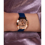 Guess Ladies Blue Rose Gold Tone Analog Watch