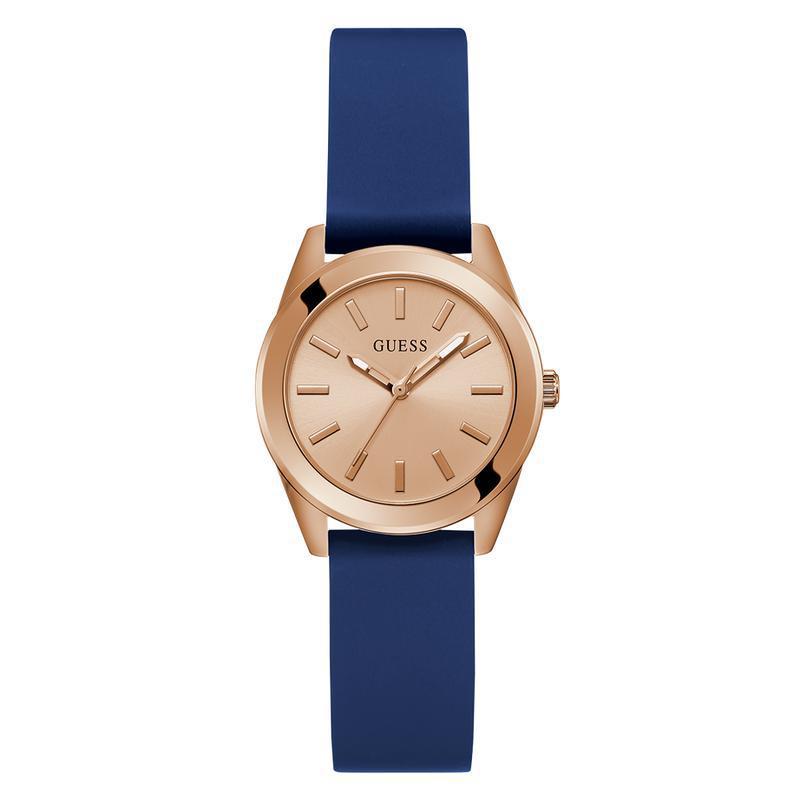 Guess Ladies Blue Rose Gold Tone Analog Watch