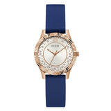 Guess Ladies Blue Rose Gold Tone Analog Watch