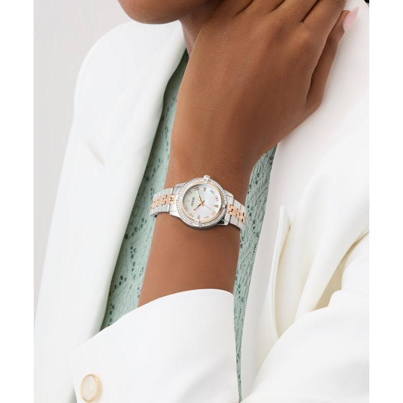 Guess Ladies Colette 2-Tone Analog Watch with Mother-of-Pearl Dial