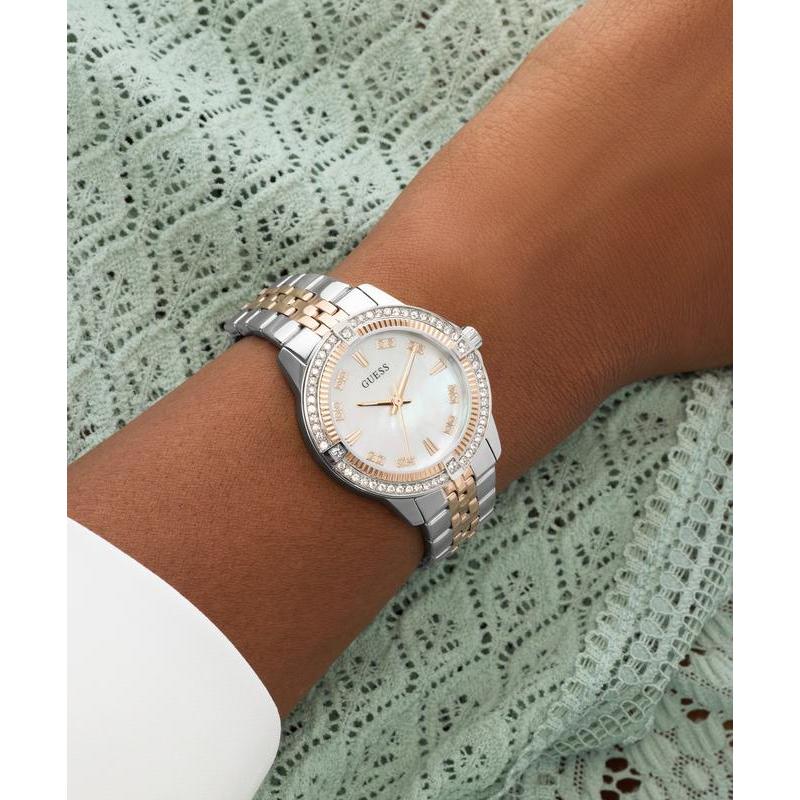 Guess Ladies Colette 2-Tone Analog Watch with Mother-of-Pearl Dial