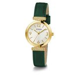 Guess Ladies Green Gold Tone Analog Watch