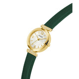 Guess Ladies Green Gold Tone Analog Watch