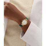 Guess Ladies Green Gold Tone Analog Watch