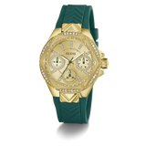 Guess Ladies Green Gold Tone Multi-function Watch