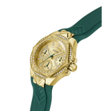 Guess Ladies Green Gold Tone Multi-function Watch