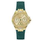 Guess Ladies Green Gold Tone Multi-function Watch