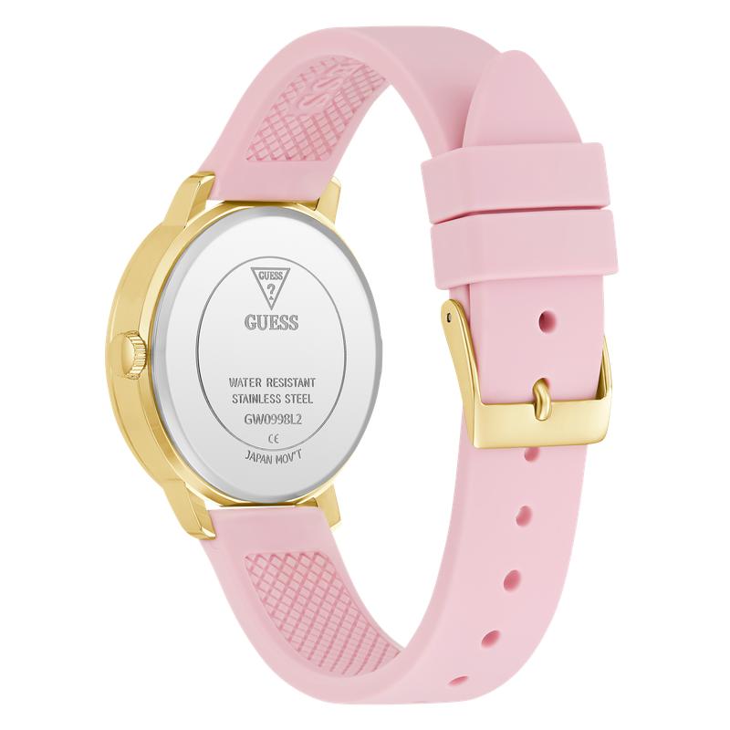 Guess Ladies Pink Gold Tone Analog Watch