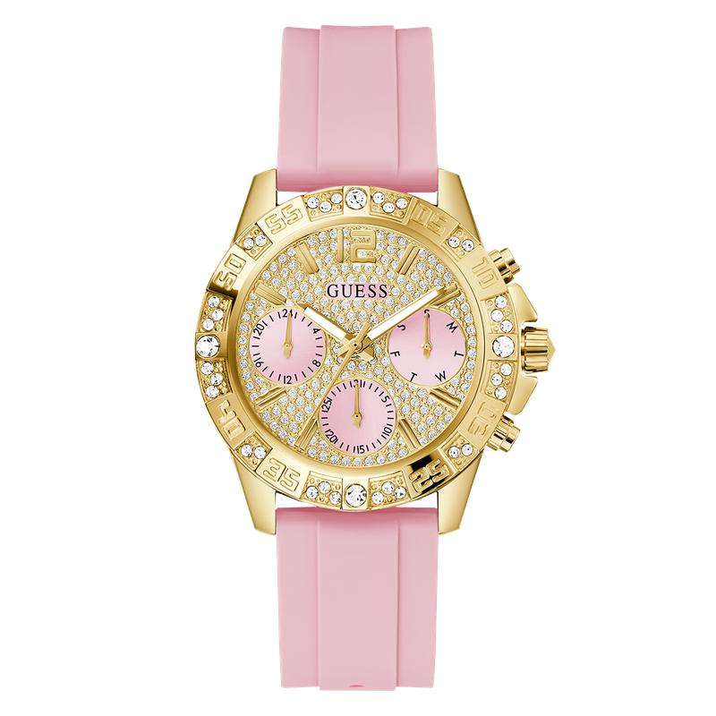 GUESS Pink Gold Tone 40mm Ladies Analog Watch – Stylish & Playful
