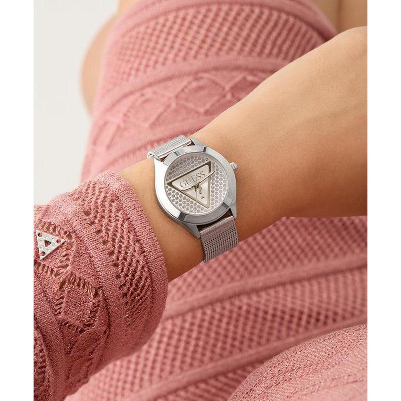 Guess Ladies Silver Tone Analog Watch