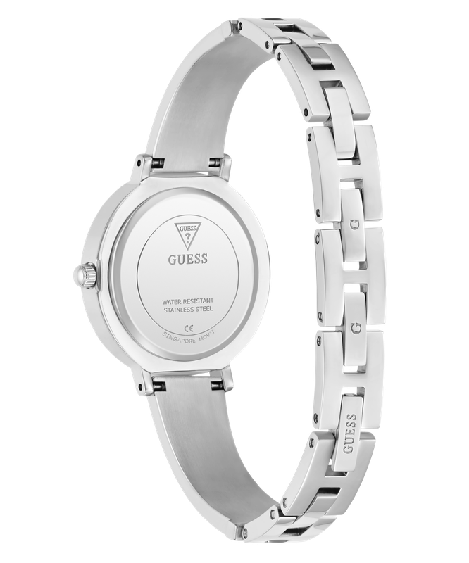 Guess Ladies Silver Tone Analog Watch with Heart-Shaped Dial