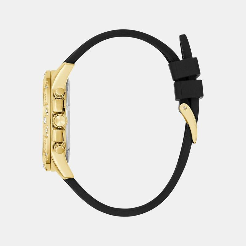 Guess Majesty Champagne Dial Multi‑Function Silicone Watch