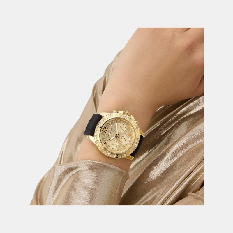 Guess Majesty Champagne Dial Multi‑Function Silicone Watch