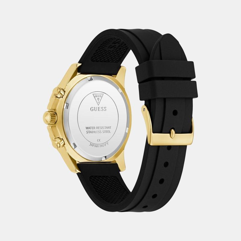 Guess Majesty Champagne Dial Multi‑Function Silicone Watch