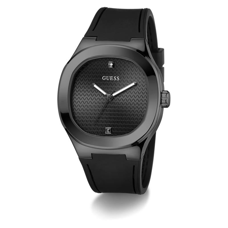 Guess Men's Black Analog Watch with Textured Dial