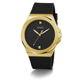 Guess Mens Black Gold Tone Analog Watch