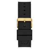 Guess Mens Black Gold Tone Analog Watch