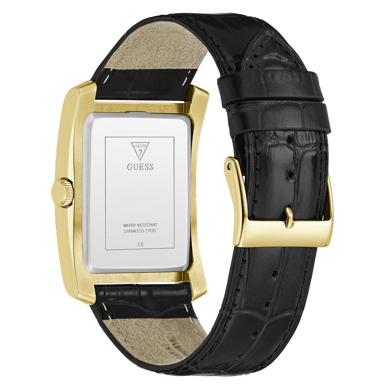 Guess Men's Black Gold Tone Analog Watch with Green Dial