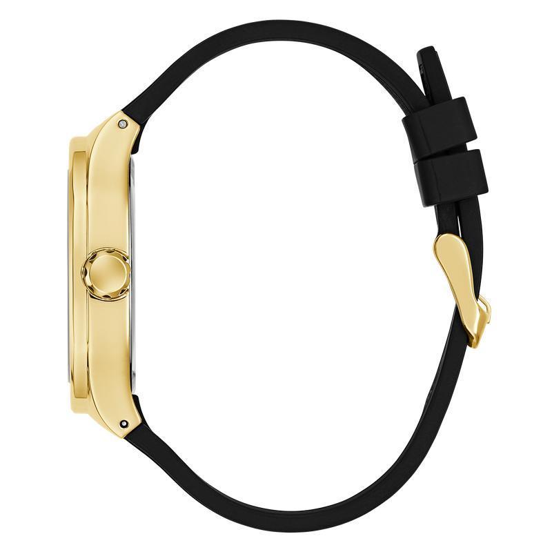 Guess Men's Black Gold‑Tone Analog Watch with Green Dial
