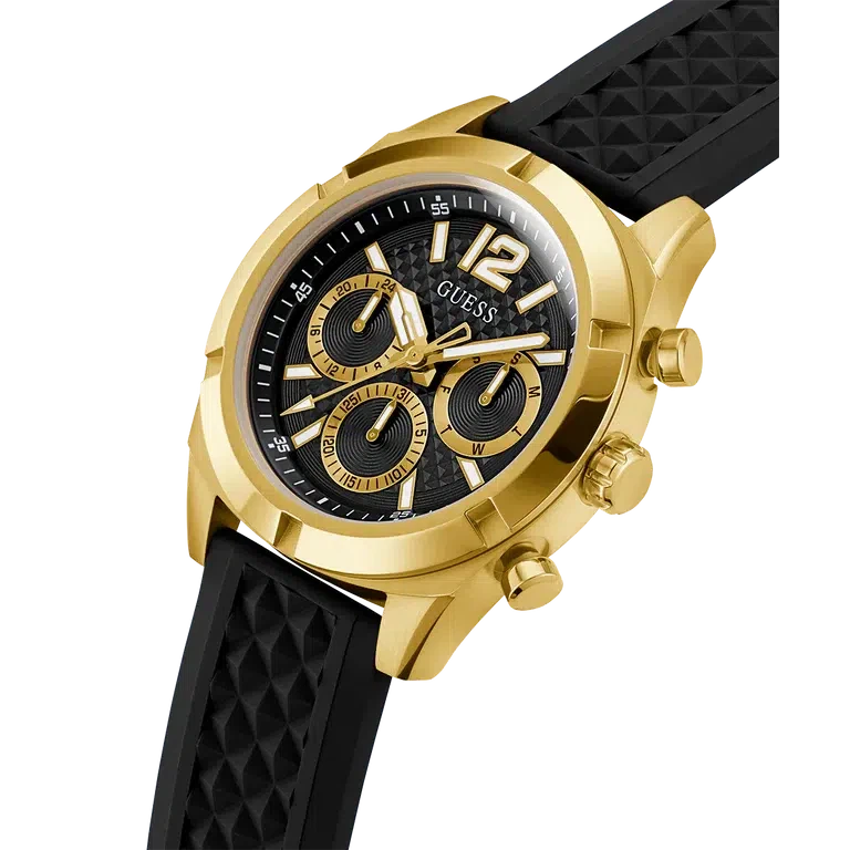 Guess Mens Black Gold Tone Multi-function Watch