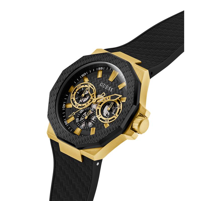 Guess Mens Black Gold Tone Multi-function Watch 45 mm