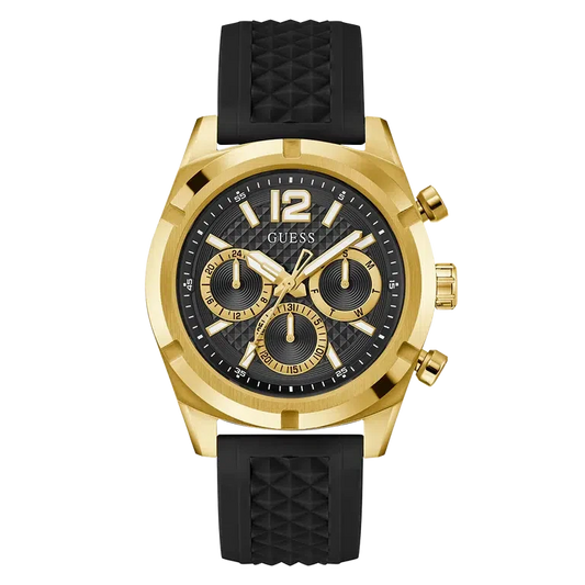 Guess Mens Black Gold Tone Multi-function Watch