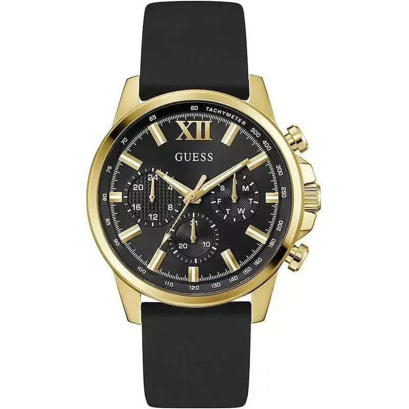 Guess Mens Black Gold Tone Multifunction Watch