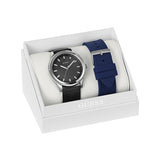 Guess Mens Black Silver Tone Analog Gift Set