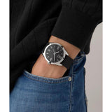 Guess Mens Black Silver Tone Analog Watch