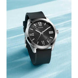 Guess Mens Black Silver Tone Analog Watch