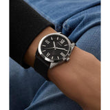 Guess Mens Black Silver Tone Analog Watch