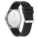 Guess Mens Black Silver Tone Analog Watch