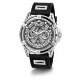 Guess Mens Black Silver Tone Multi-function Watch GW0537G1