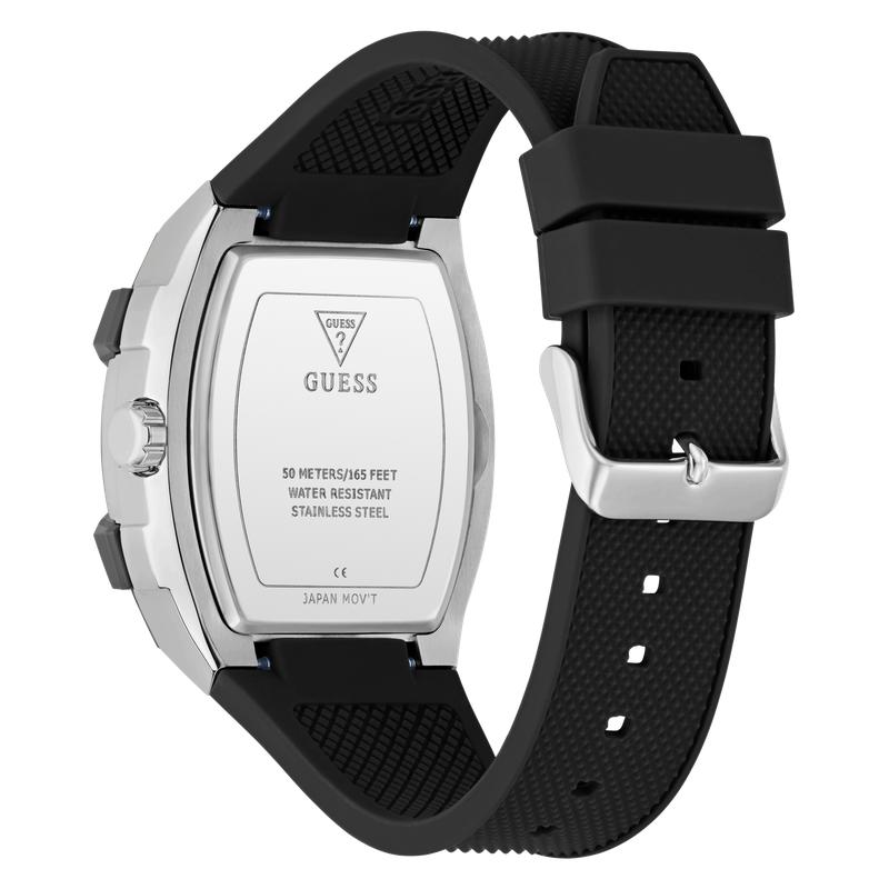 Guess Men's Black Strap Red Dial Multifunction Watch
