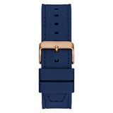 Guess Mens Blue Rose Gold Tone Analog Watch