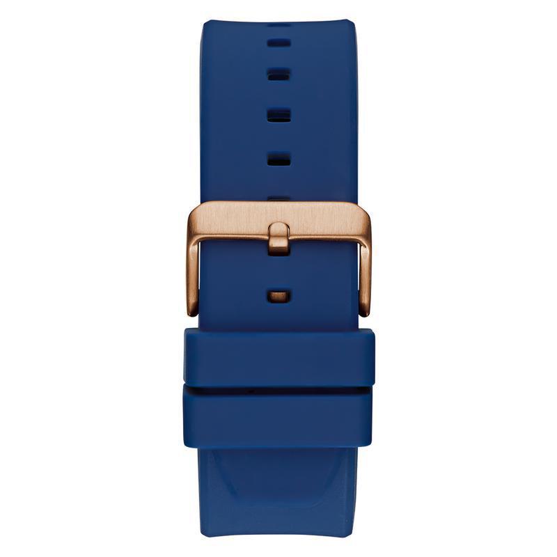 Guess Mens Blue Rose Gold Tone Multi-function Watch