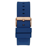 Guess Mens Blue Rose Gold Tone Multi-function Watch