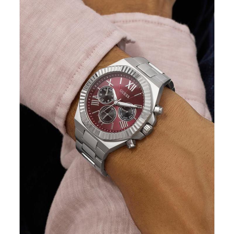 Guess Men's Equity Silver Tone Analog Watch