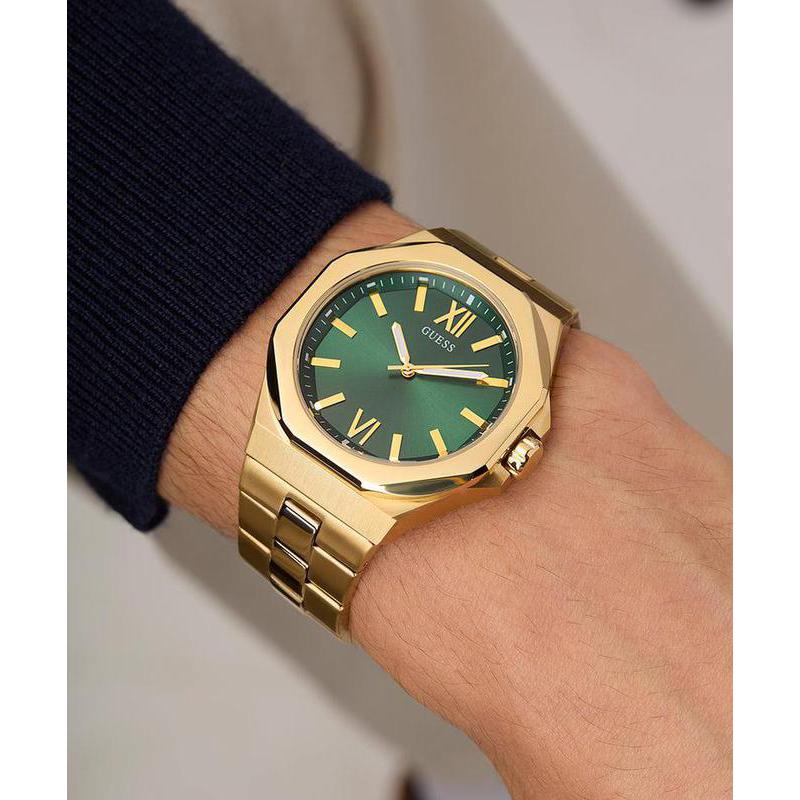 Guess Mens Gold Tone Analog Watch