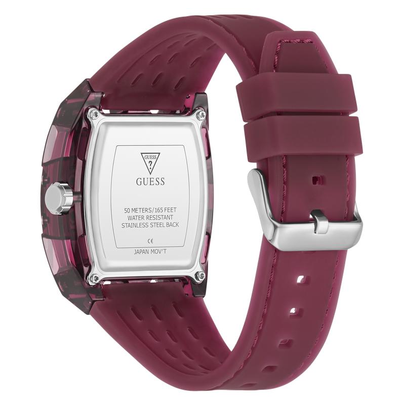 Guess Men's Red Transparent Silicone Strap Analog Watch