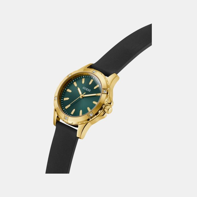 Guess Mist Green Dial Silicone Watch Gold‑Tone