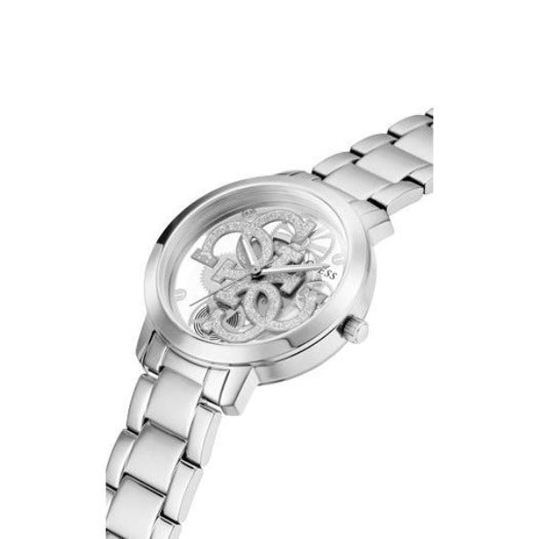 Guess Quattro Clear Silver Tone Analog Ladies Watch GW0300L1