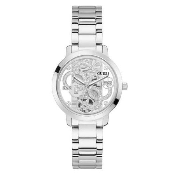 Guess Quattro Clear Silver Tone Analog Ladies Watch GW0300L1