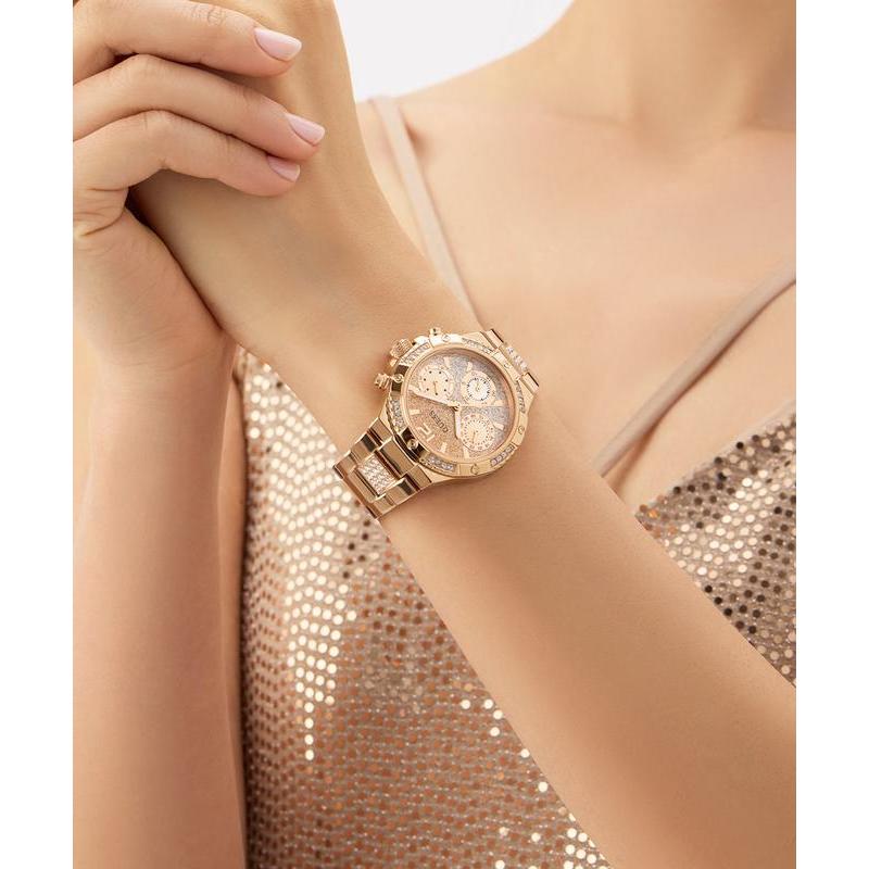 Guess Rose Gold Multi-Function Diamond-Accent Elegant Watch