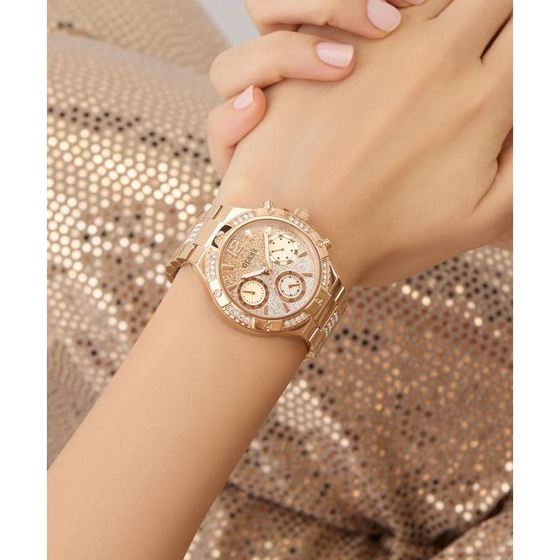 Guess Rose Gold Multi-Function Diamond-Accent Elegant Watch