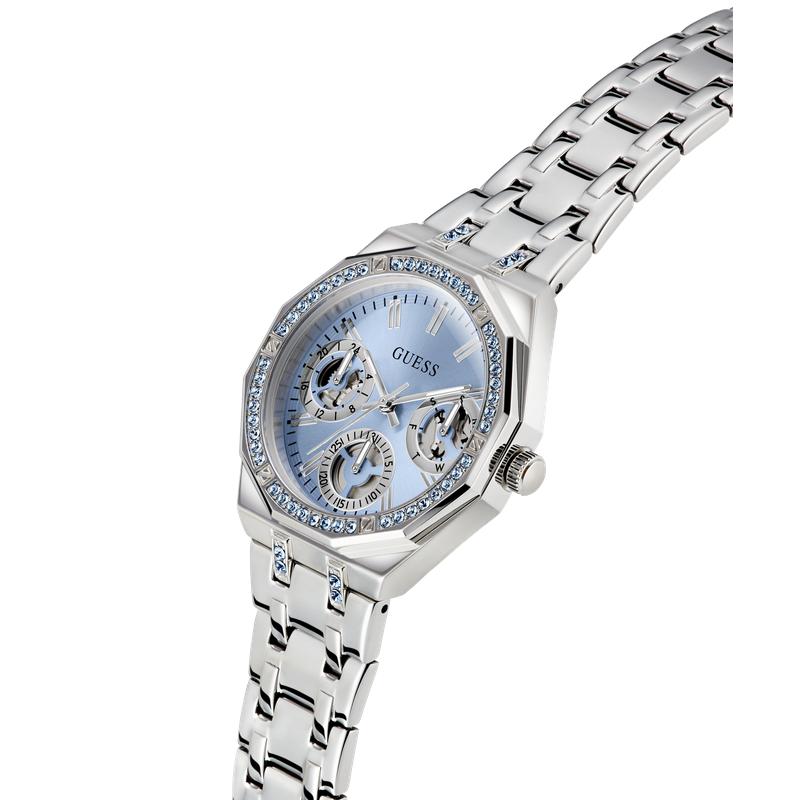 Guess Silver Tone Multi-function Watch with Swarovski Crystals